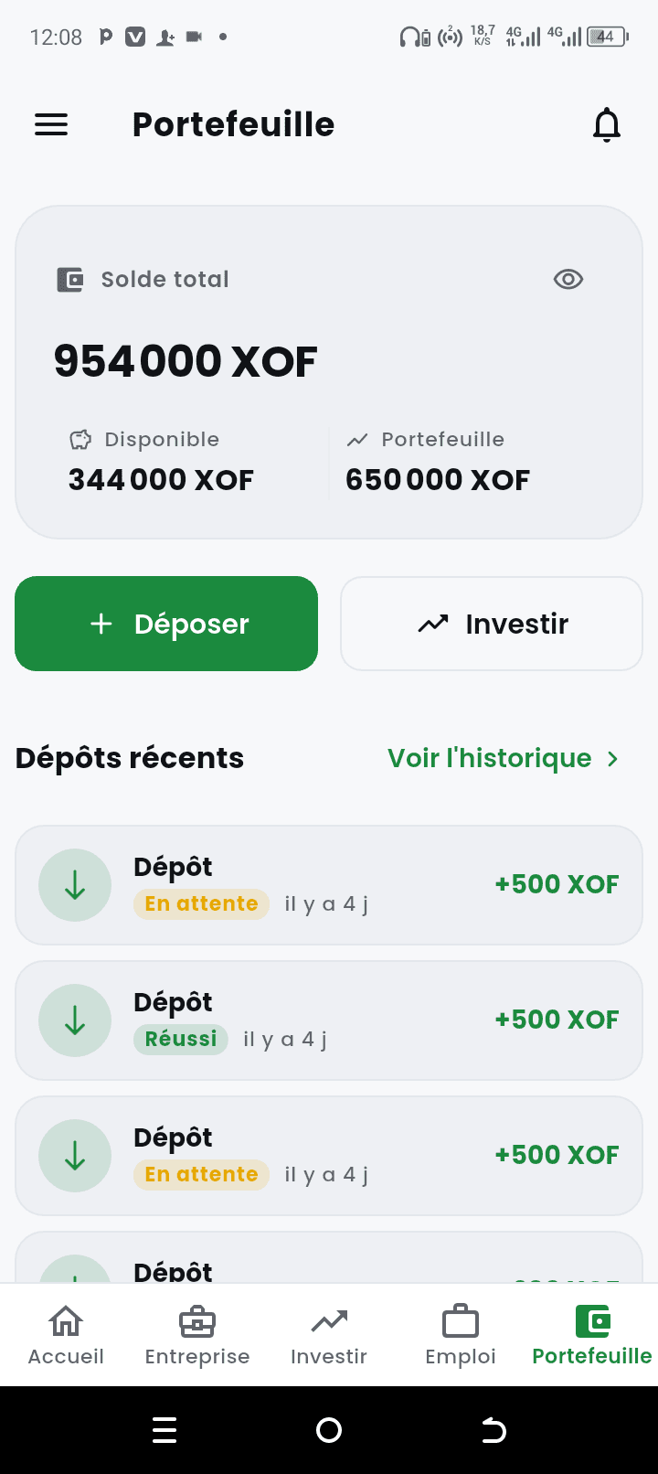 Écran Capitalisation — plans d'épargne
